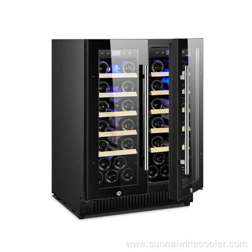 Black Dual Freestanding Wine Cooler Refrigerator for Home